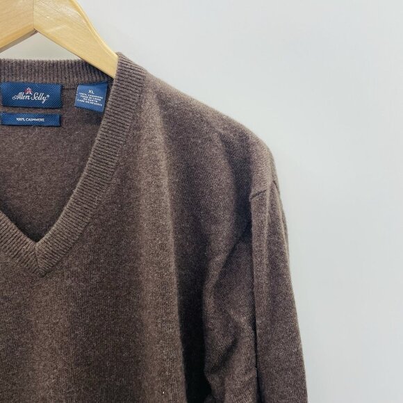 Allen Solly Mens Size XL 100% Cashmere V Neck Long Sleeve Sweater in Brown - Picture 2 of 6
